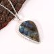 Silver Plated Brass Pear Shaped Labradorite Necklace for Women